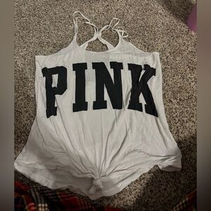 PINK White Women's Tank Top
